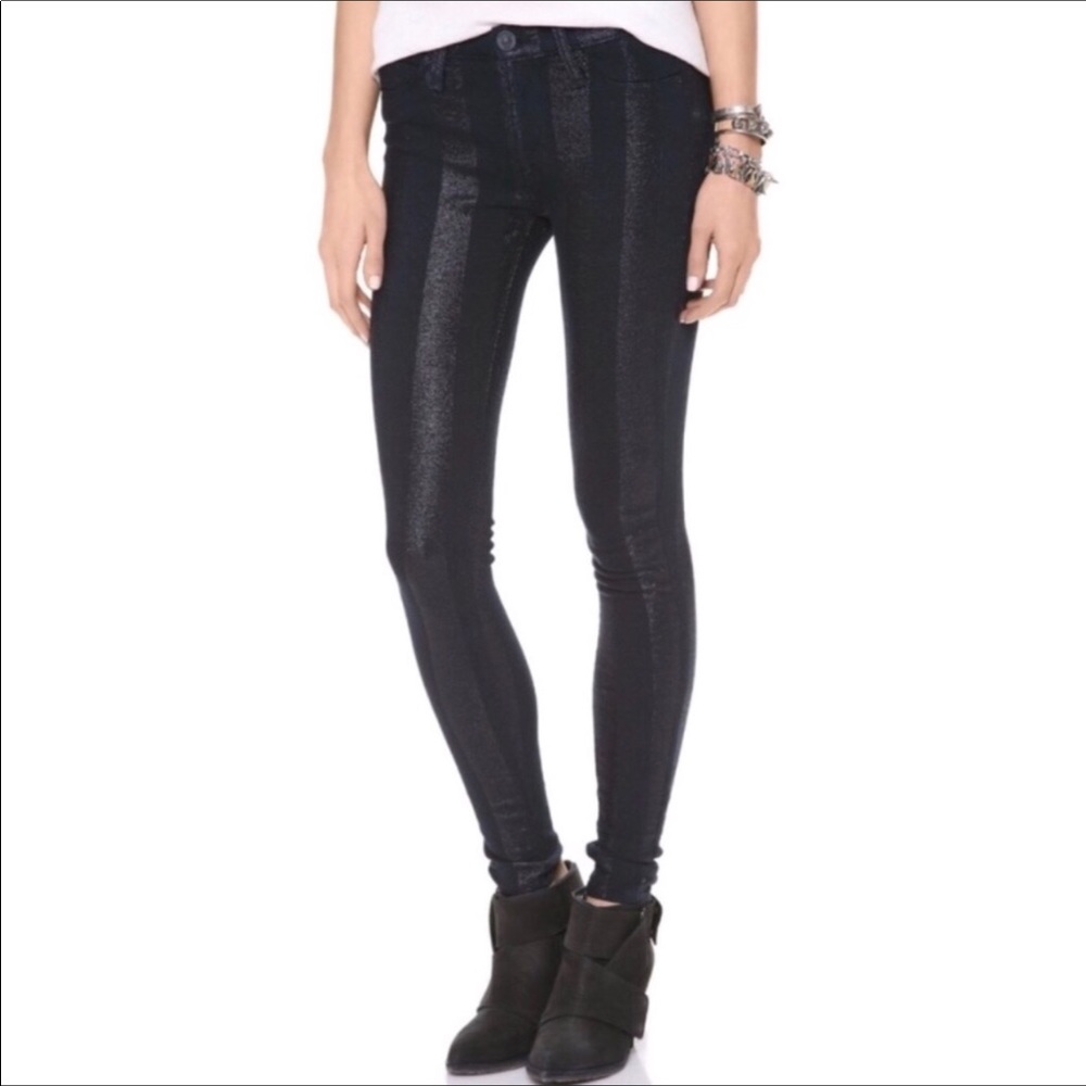 HUDSON Nico Mid-Rise Striped Skinny Jeans